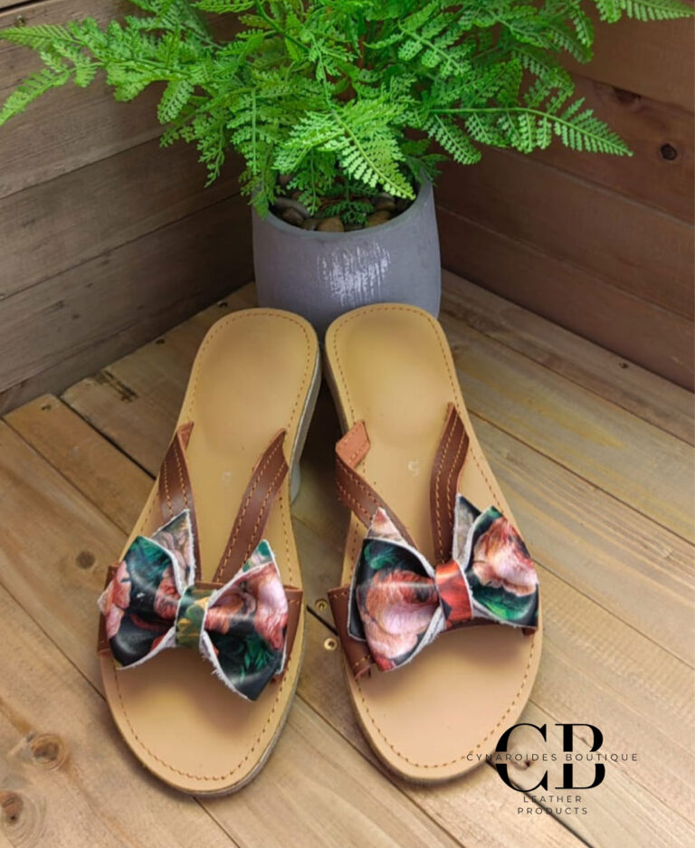 Leather Bow Slip-On Sandal Printed