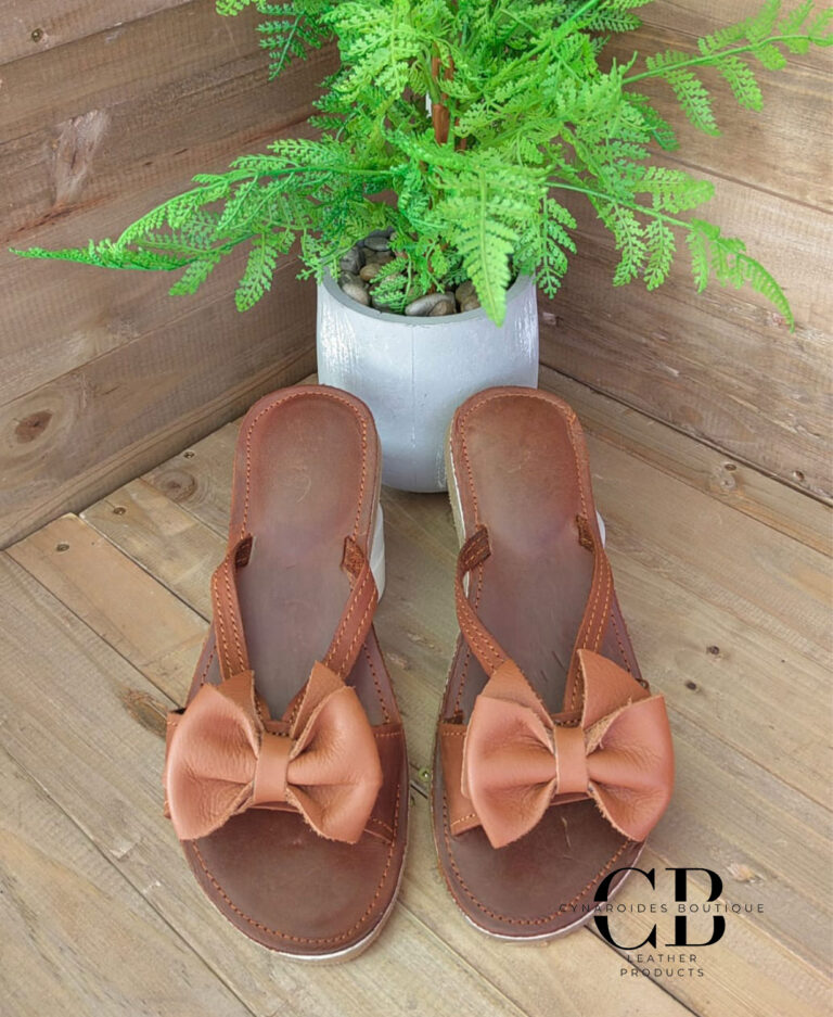 Leather Bow Slip-On Sandal