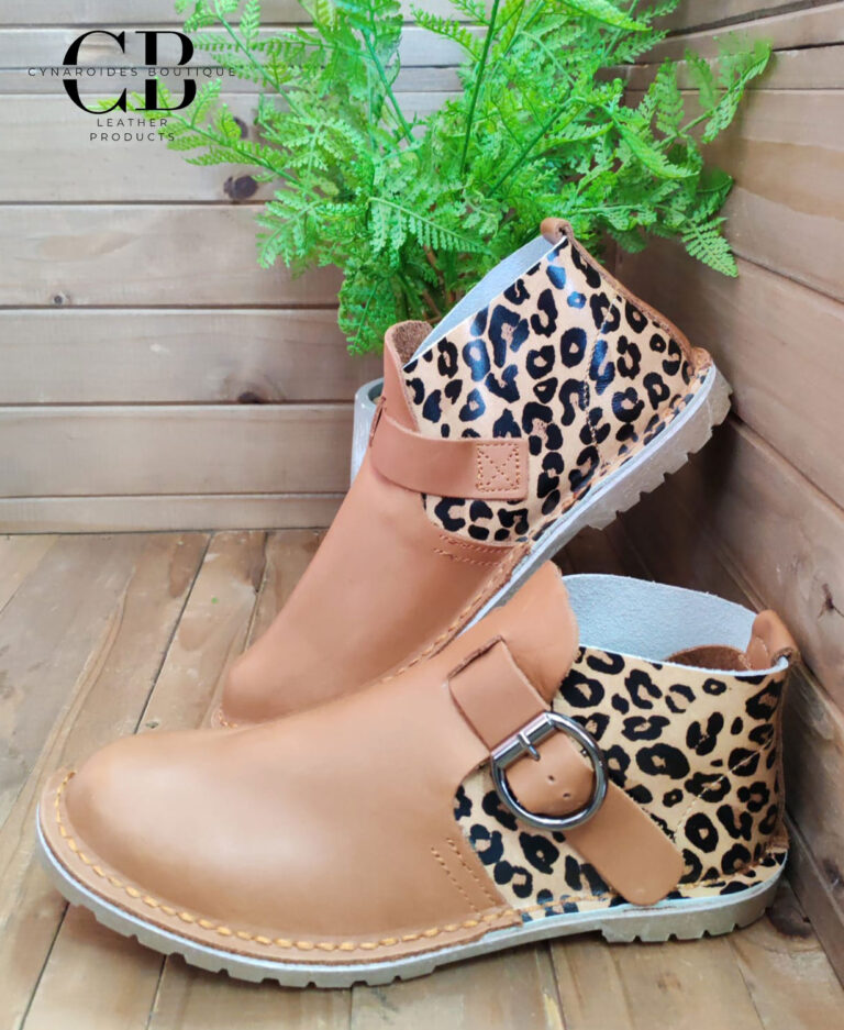 Printed Ladies Leather Buckle Boot