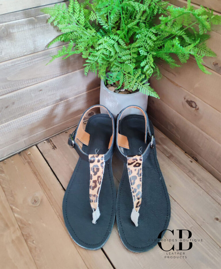 Printed Leather T-Bar Sandal